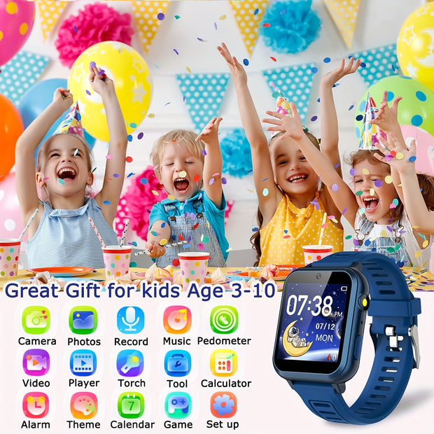 Teenagers Game Smart Watch With 24 Puzzle Games, HD Touch Screen Camera, Music Player, Pedometer Alarm Clock, Calculator Flashlight 12/24 Hr Students Watches, Gift For Boys Girls, Fitness Tracker Watch