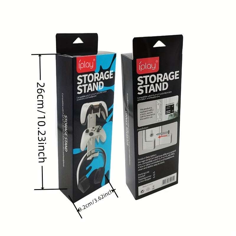 Durable Universal Game Controller Wall Mount - Secure Storage for PS5, PS4, Xbox, Switch with Built-In Earphone Holder - Space-Saving, Easy Install, Perfect Organizational Solution