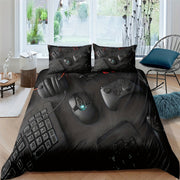 2/3pcs Modern Gamepad Print Duvet Cover Set (1Duvet Cover+1/2Pillowcase), Youth Video Game Controller Mouse Keyboard Headphone Gaming Equipment Pattern Bedding Set For Bedroom Dorm Room (No Quilt)