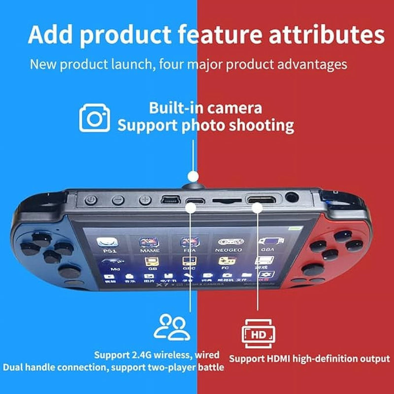 Handheld Games for Adults 8G 3.5'' Large Screen Preloaded 500 HD Classic Retro Video Games USB Rechargeable Electronic Game Player Birthday Xmas Present (Red+Red)