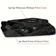 2/3pcs Modern Gamepad Print Duvet Cover Set (1Duvet Cover+1/2Pillowcase), Youth Video Game Controller Mouse Keyboard Headphone Gaming Equipment Pattern Bedding Set For Bedroom Dorm Room (No Quilt)