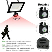 LED FloodLight PIR Motion Sensor Outdoor Led Spotlight 10W 20W 30W 50W 100W IP66 Waterproof Outdoor Garden Lighting Street Light