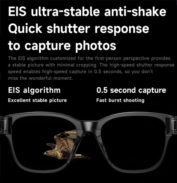 4K Ultra HD AI Video Glasses 8MP Camera Take Photos/Videos Hands-Free Music Real-Time Translation Calls Stylish Design
