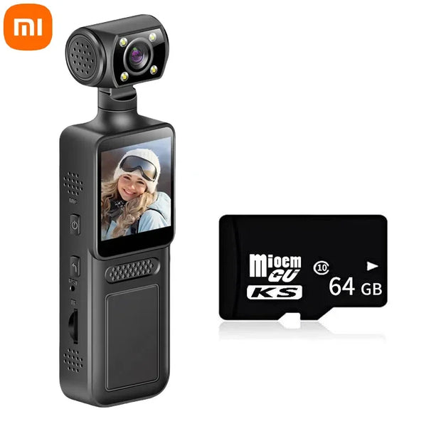Xiaomi New Action Camera 8K HD 180 ° Rotating Mini Portable Camera Mini Sports Wearable Camera Infrared Night Vision Sports DV