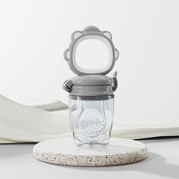 New Mould Fruit & Vegetable Feeder with Silicone Mesh, Cartoon Lion Food Feeder, Juice Feeding Teething Utensils