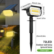 72/68 LED Solar Landscape Lights Outdoor IP65 Waterproof Solar Light with 3 Modes Solar Garden Spotlight for Yard Lawn Walkway