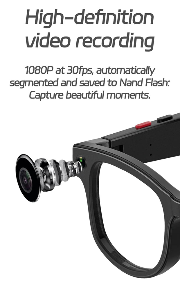 JRF 4K Smart AI Glasses 800W Pixel AI Shooting Camera HDPhoto Video Voice Call Music Translation Waterproof Bluetooth AI Glasses