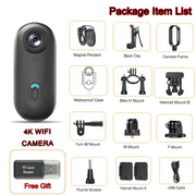 2025 Hot Gift 4K Magnetic Body Cam Portable WiFi Wireless Action Camera POV Bike Mount Sports Vide Waterproof Mini Vlog Camera