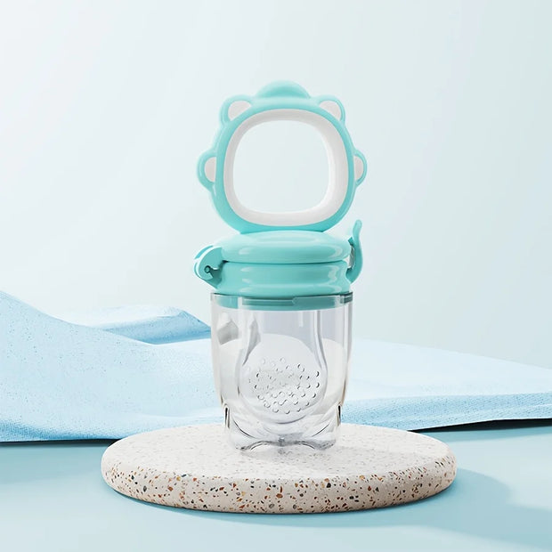 New Mould Fruit & Vegetable Feeder with Silicone Mesh, Cartoon Lion Food Feeder, Juice Feeding Teething Utensils