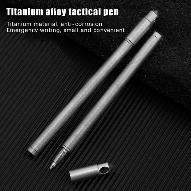 1Pc Portable Mini Titanium Ballpoint Pen EDC Gadget Keychain For Outdoor Camping Hiking Survival Gadget
