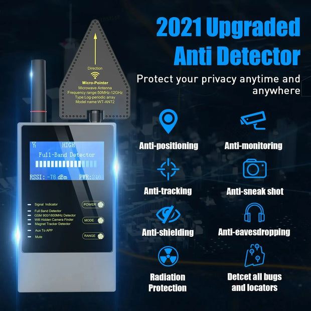 Anti Spy Gadgets Wireless Audio Bug GPS Camera Detector Finder Bug RF Signal Detector Car GPS Tracker Strong Magnetic Detector