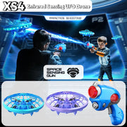 XS4 Glowing Infrared RC UFO Saucer Shooting Sensor Drone Parent-Child Interactive Smart Hover Remote Control Toy Birthday Gifts