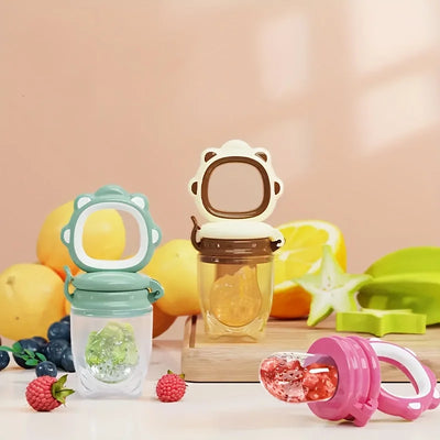 New Mould Fruit & Vegetable Feeder with Silicone Mesh, Cartoon Lion Food Feeder, Juice Feeding Teething Utensils