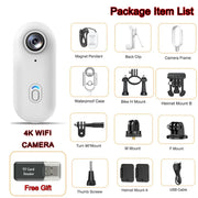 2025 Hot Gift 4K Magnetic Body Cam Portable WiFi Wireless Action Camera POV Bike Mount Sports Vide Waterproof Mini Vlog Camera