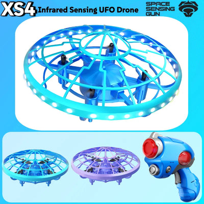 XS4 Glowing Infrared RC UFO Saucer Shooting Sensor Drone Parent-Child Interactive Smart Hover Remote Control Toy Birthday Gifts