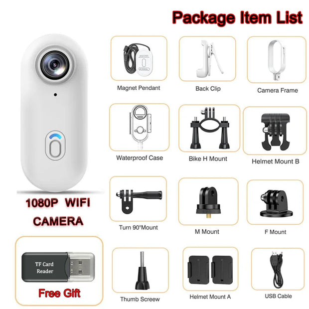 2025 Hot Gift 4K Magnetic Body Cam Portable WiFi Wireless Action Camera POV Bike Mount Sports Vide Waterproof Mini Vlog Camera