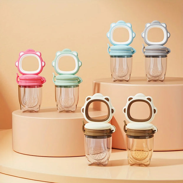 New Mould Fruit & Vegetable Feeder with Silicone Mesh, Cartoon Lion Food Feeder, Juice Feeding Teething Utensils