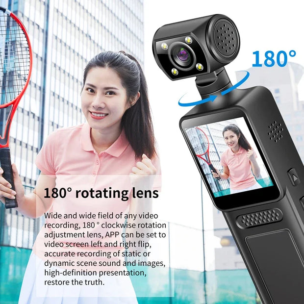 Xiaomi New Action Camera 8K HD 180 ° Rotating Mini Portable Camera Mini Sports Wearable Camera Infrared Night Vision Sports DV