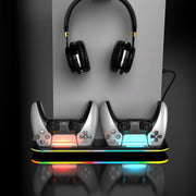 RGB PS5 Cooling Stand & Rapid Charger - High-Performance Fan, Dual Dock, Compatible with Disc & Digital Edition, Complete Set including Headset Stand, 6 Game Slots, Screws & Dust Cover