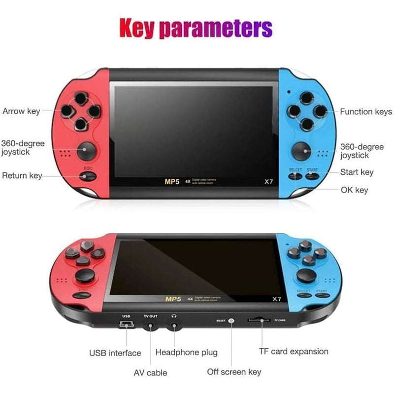 Handheld Games for Adults 8G 3.5'' Large Screen Preloaded 500 HD Classic Retro Video Games USB Rechargeable Electronic Game Player Birthday Xmas Present (Red+Red)